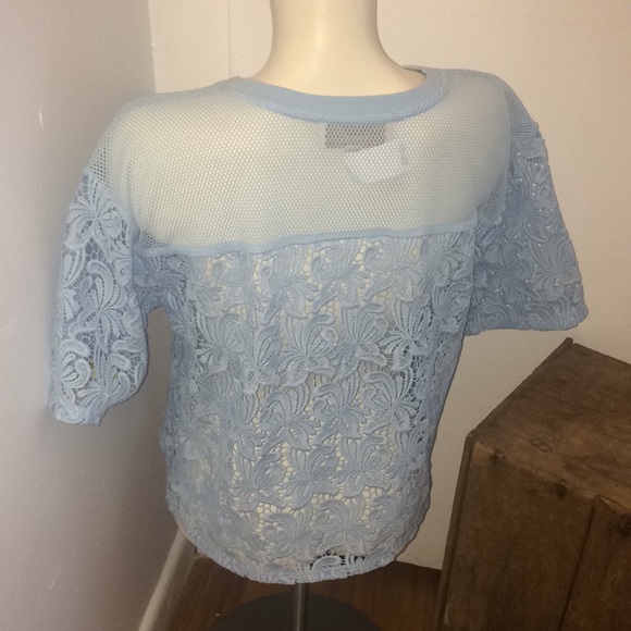 Ann Taylor Loft blue crochet & mesh top NWT - Picture 5 of 12